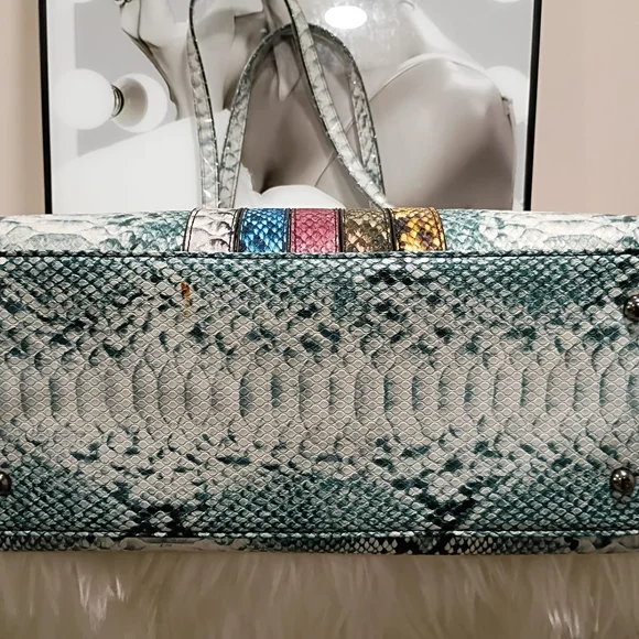 Badgley Mischka Vibrant Snake Print Tote - Picture 6 of 7